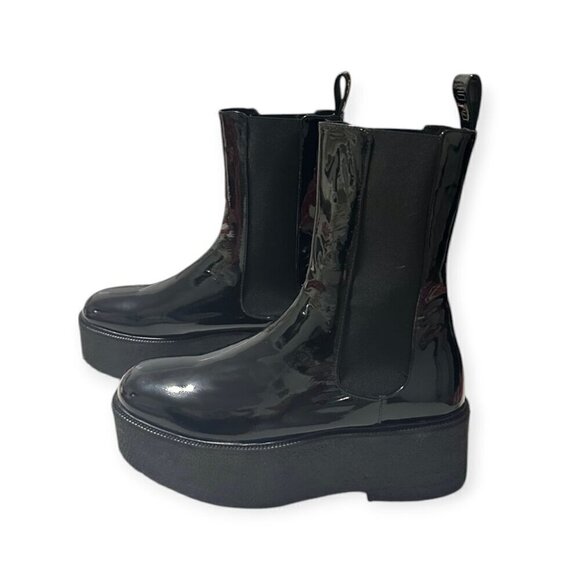 Staud Palamino Black Patent Leather Platform Chelsea Boots,  Size 40 EU,  New - Picture 1 of 15